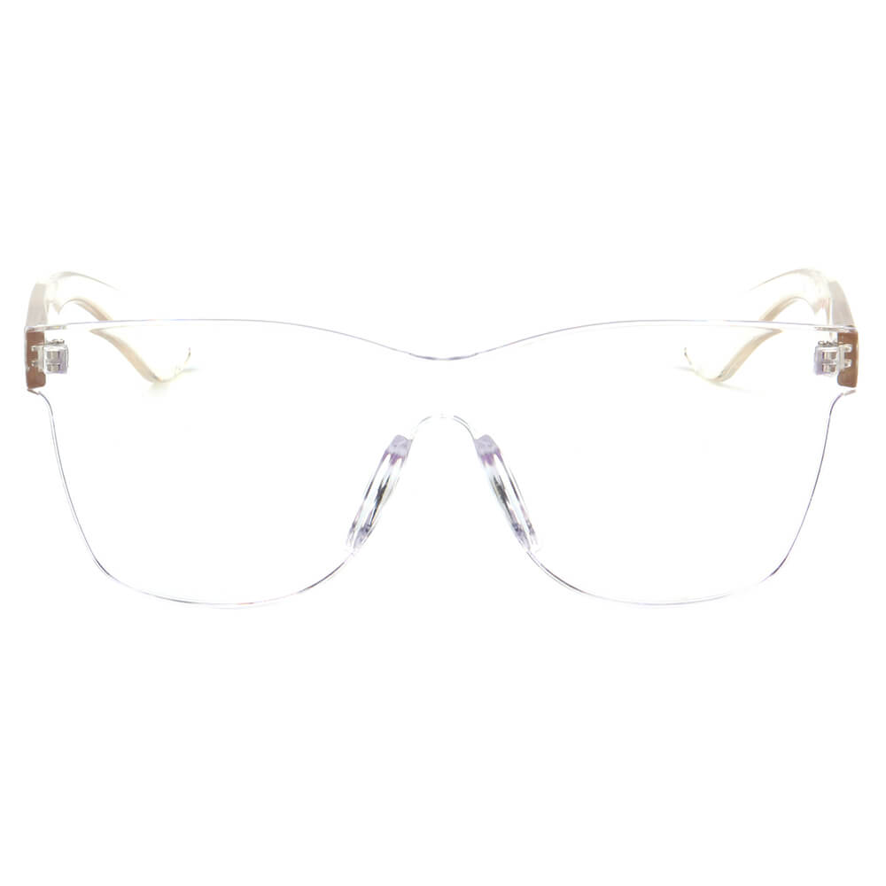 LEMOORE | Retro Flat Lens Candy Color Square Rimless Tinted Colorful Lenses Sunglasses