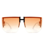 Kaelor - Square Oversized Flat Top Gradient Half Frame Sunglasses