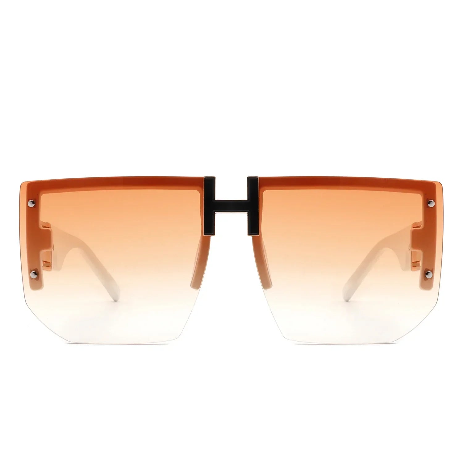 Kaelor - Square Oversized Flat Top Gradient Half Frame Sunglasses