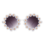 Ysabelia - Round Daisy Flower Shape Circle Party Floral Women Sunglasses