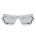 Riff - Rectangle Irregular Twisted Thick Frame Futuristic Sunglasses