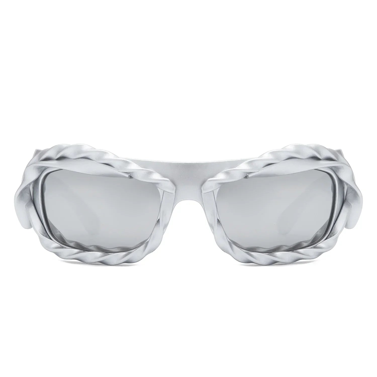Riff - Rectangle Irregular Twisted Thick Frame Futuristic Sunglasses