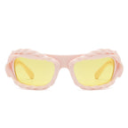 Riff - Rectangle Irregular Twisted Thick Frame Futuristic Sunglasses