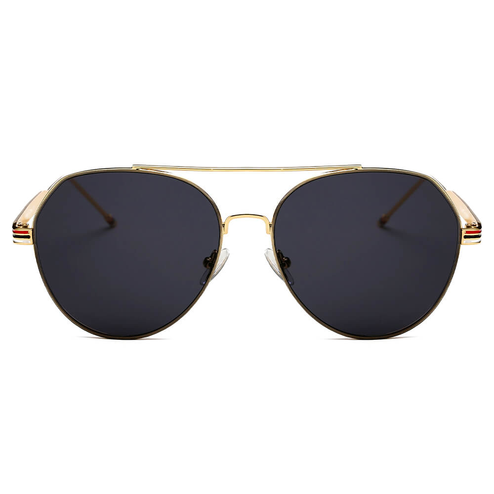 ERIE - Modern Teardrop Aviator Flat Mirrored Flat Lens Sunglasses