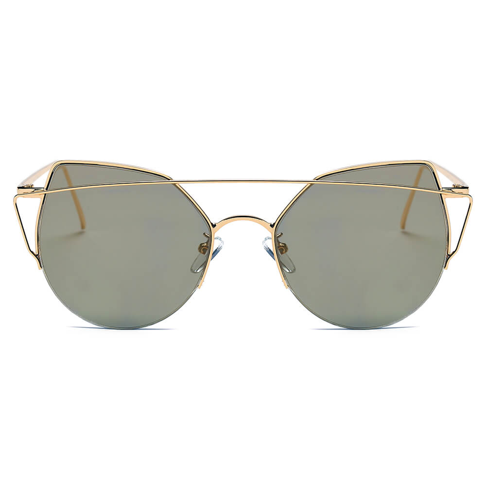 DILLON | Modern Cat Eye Mirrored Flat Lens Sunglasses Circle