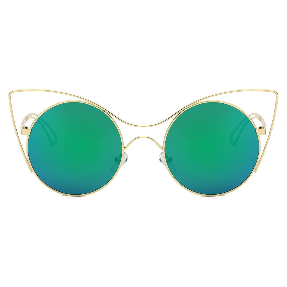 GERING | Women Round High Pointed Cat Eye Sunglasses