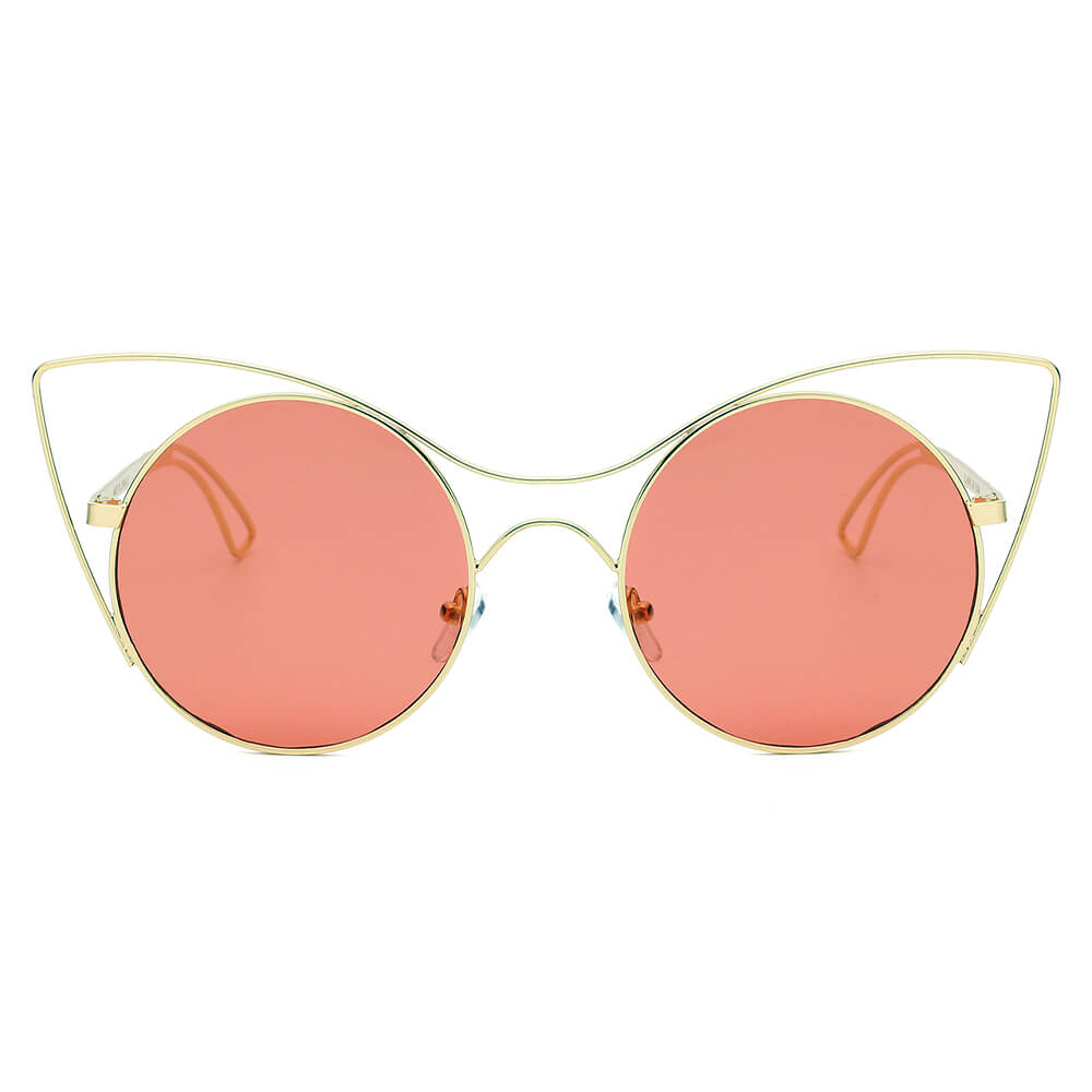 GERING | Women Round High Pointed Cat Eye Sunglasses
