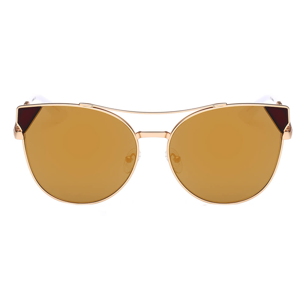 ASPEN | Womens Trendy Mirrored Lens Cat Eye Sunglasses