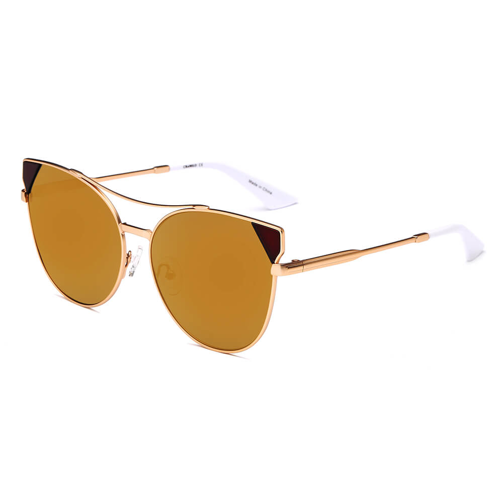 ASPEN | Womens Trendy Mirrored Lens Cat Eye Sunglasses