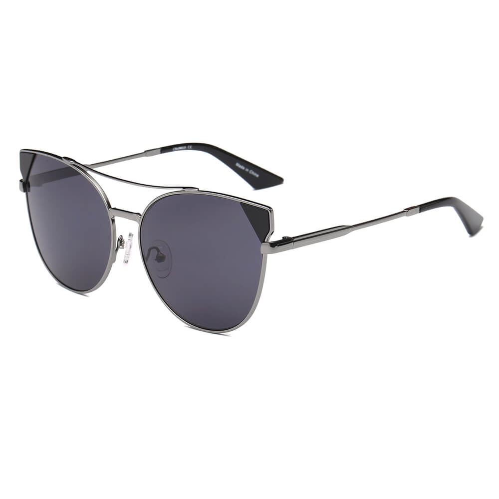 ASPEN | Womens Trendy Mirrored Lens Cat Eye Sunglasses