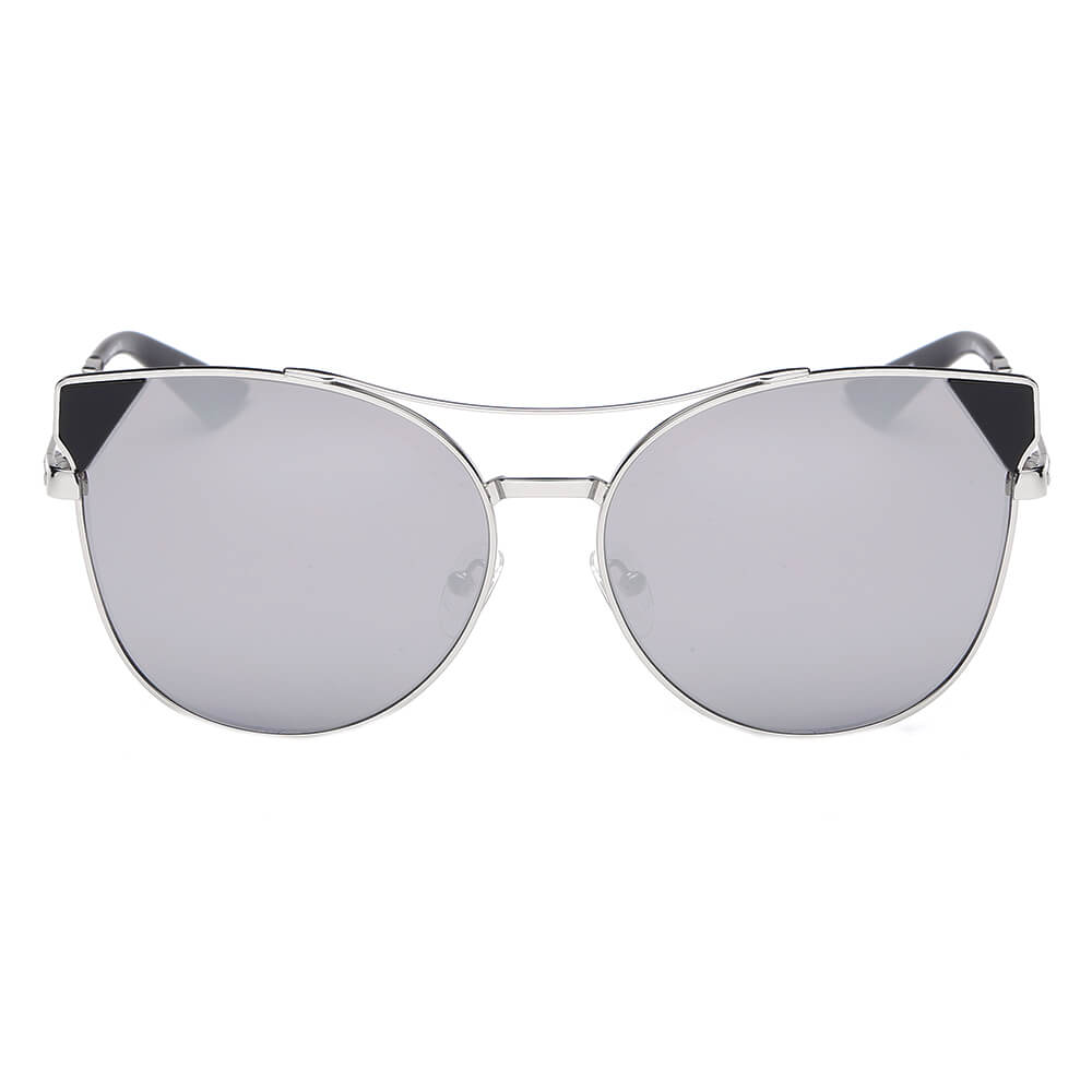 ASPEN | Womens Trendy Mirrored Lens Cat Eye Sunglasses