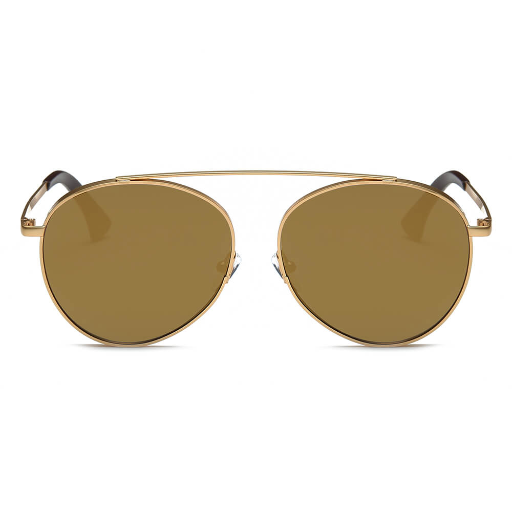 BETHEL | Retro Mirrored Lens Teardrop Aviator Sunglasses