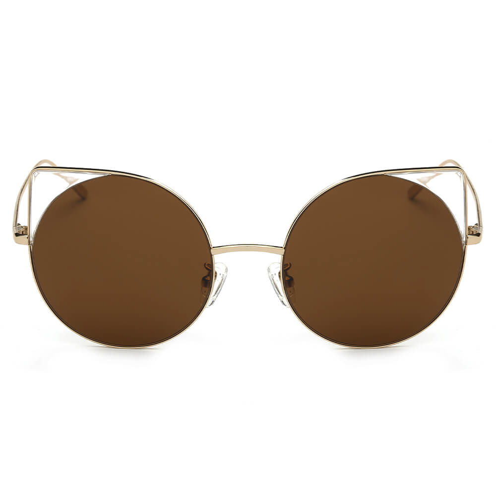 DUBLIN | Women Mirrored Lens Round Cat Eye Sunglasses