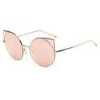 DUBLIN | Women Mirrored Lens Round Cat Eye Sunglasses
