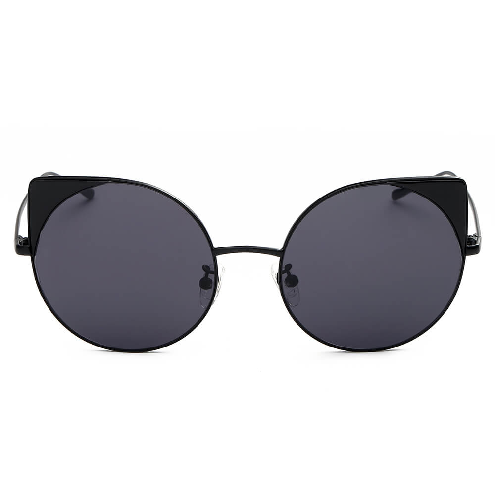 DUBLIN | Women Mirrored Lens Round Cat Eye Sunglasses