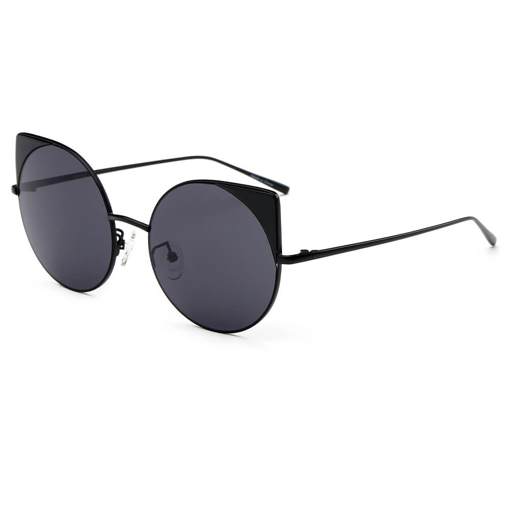 DUBLIN | Women Mirrored Lens Round Cat Eye Sunglasses