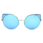 DUBLIN | Women Mirrored Lens Round Cat Eye Sunglasses