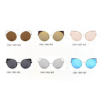 DUBLIN | Women Mirrored Lens Round Cat Eye Sunglasses