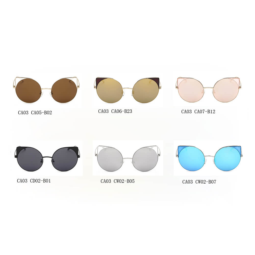 DUBLIN | Women Mirrored Lens Round Cat Eye Sunglasses