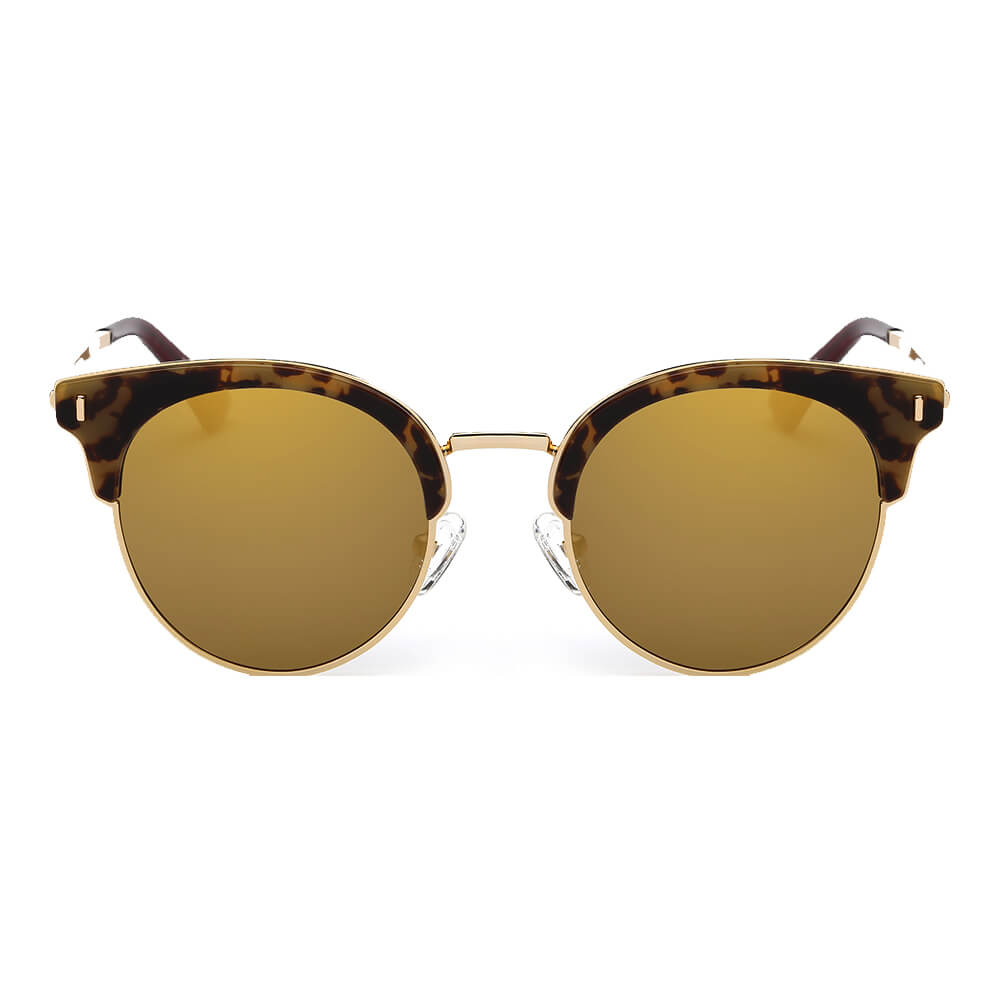BILOXI | Women Half Frame Round Cat Eye Polarized Sunglasses