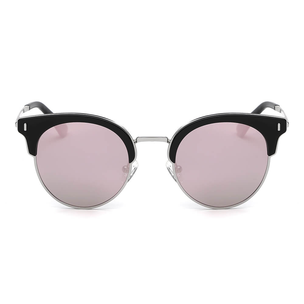BILOXI | Women Half Frame Round Cat Eye Polarized Sunglasses