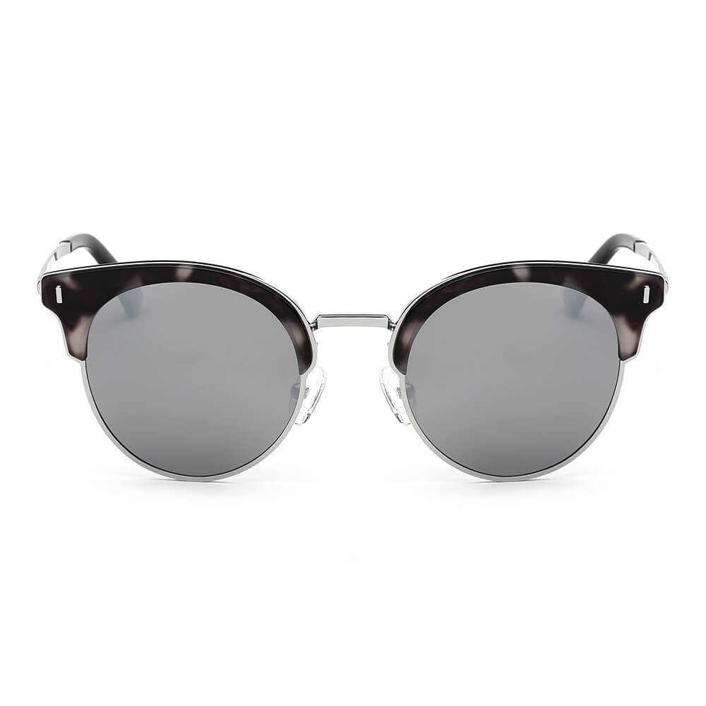 BILOXI | Women Half Frame Round Cat Eye Polarized Sunglasses