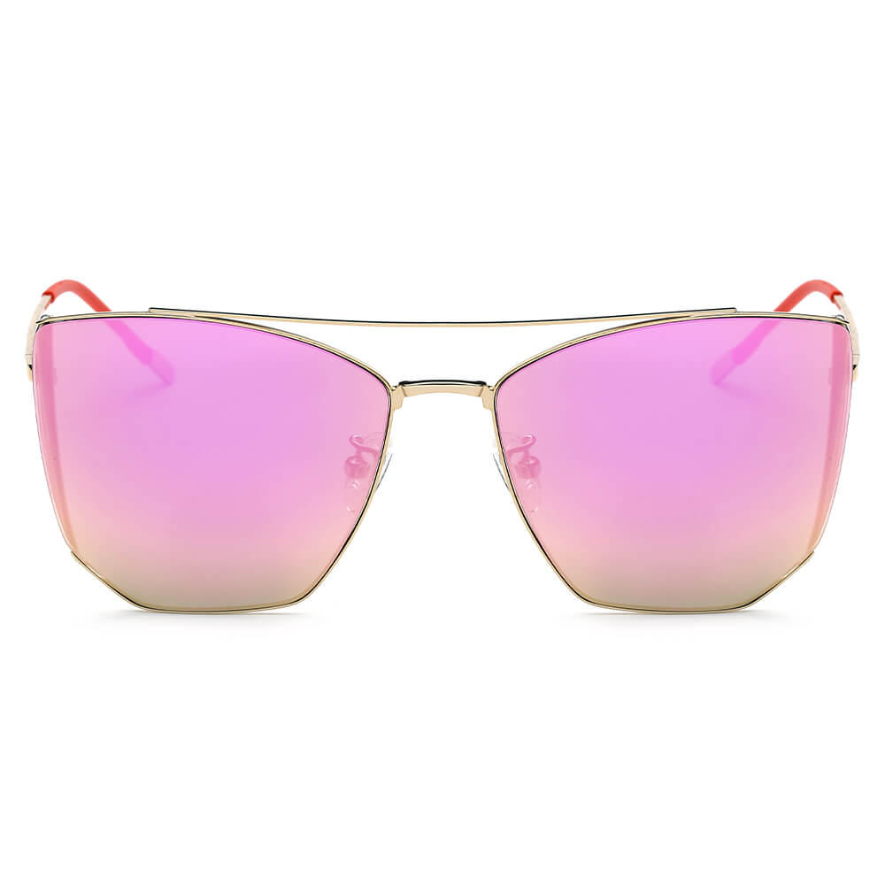 DORSET - Oversize Polygon Mirrored Lens Cat Eye Sunglasses