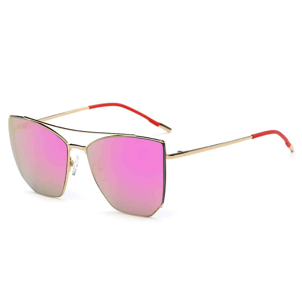 DORSET - Oversize Polygon Mirrored Lens Cat Eye Sunglasses