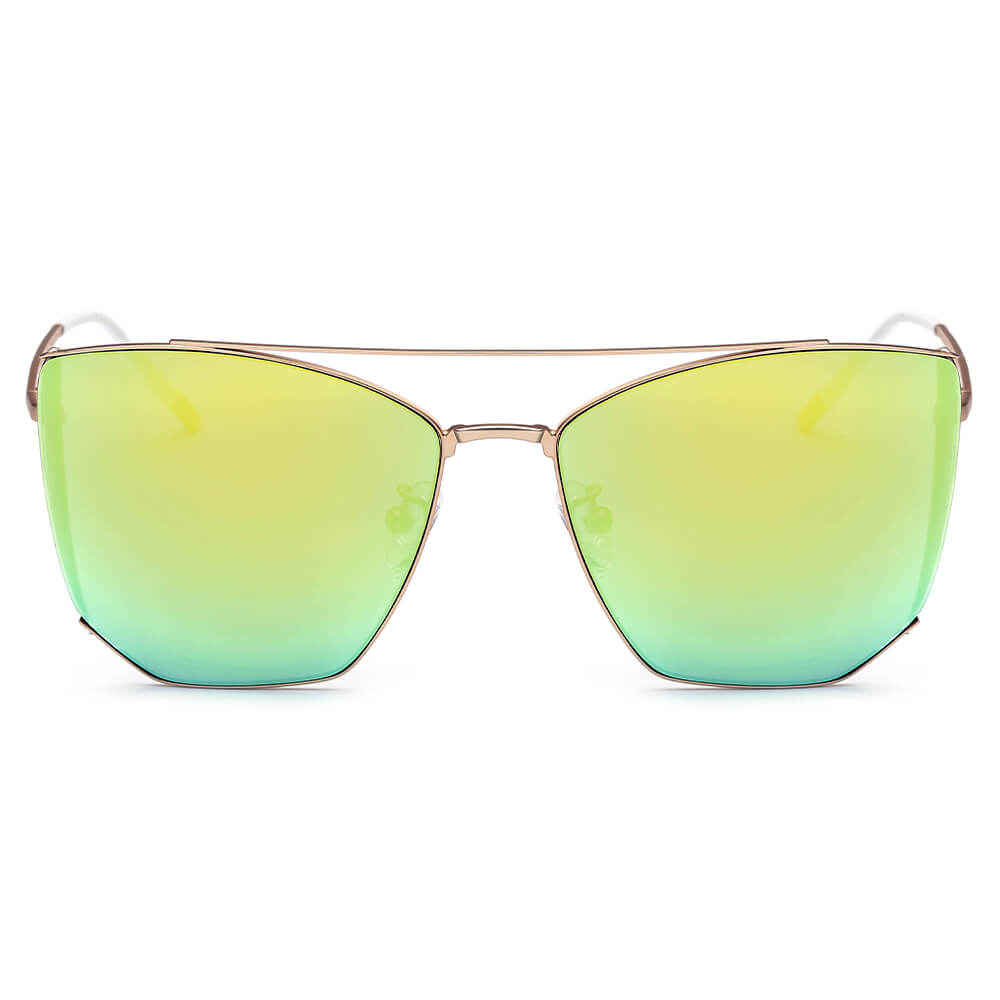 DORSET - Oversize Polygon Mirrored Lens Cat Eye Sunglasses