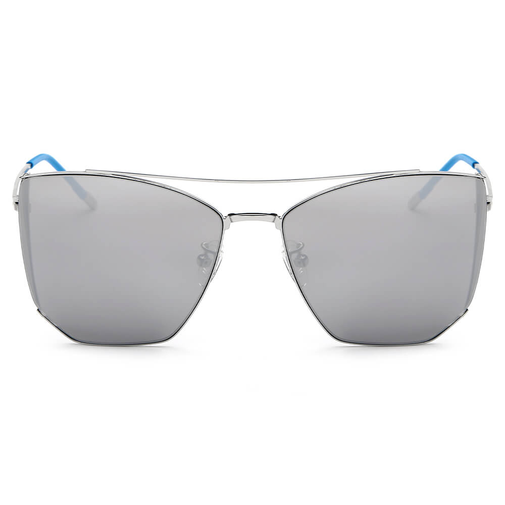 DORSET - Oversize Polygon Mirrored Lens Cat Eye Sunglasses