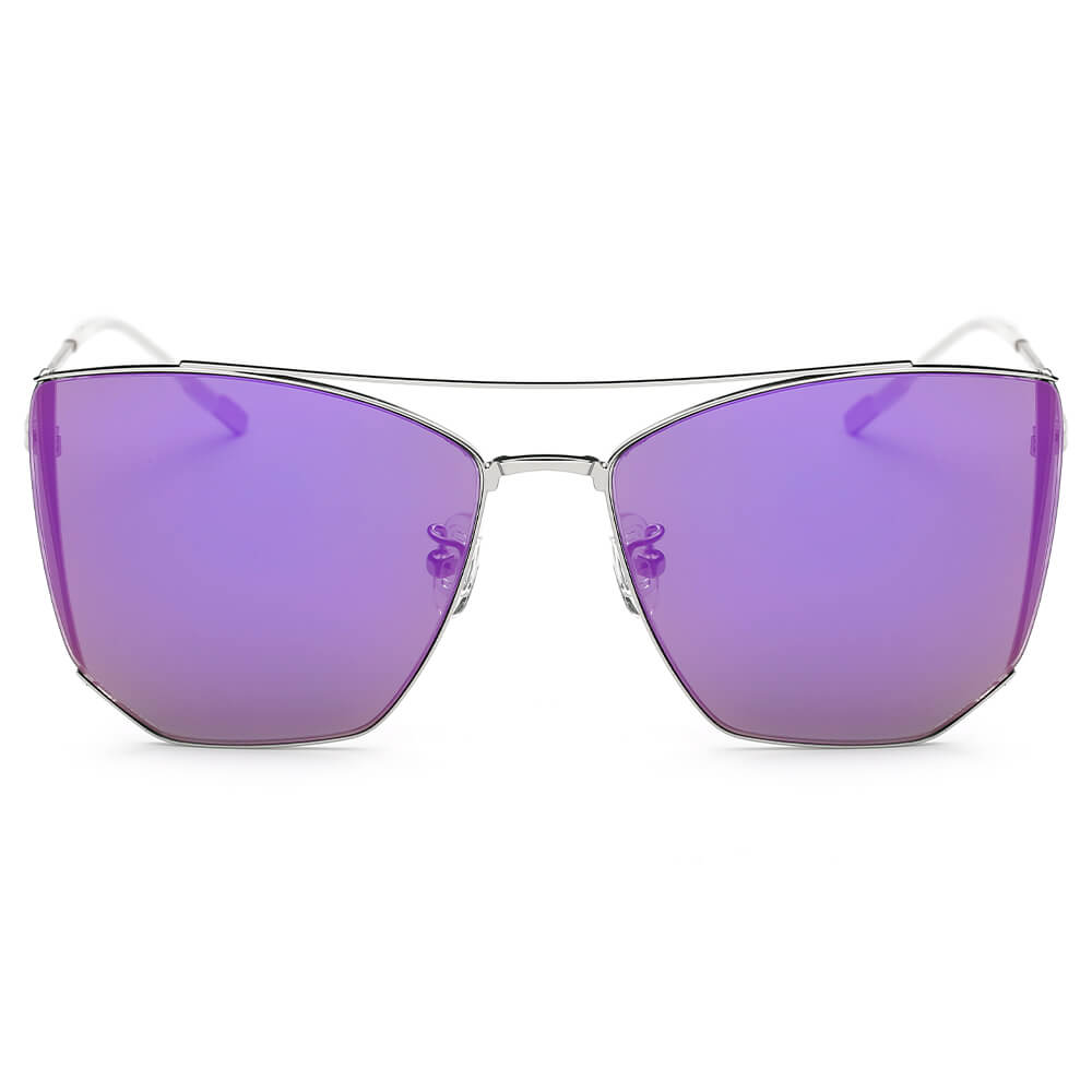 DORSET - Oversize Polygon Mirrored Lens Cat Eye Sunglasses
