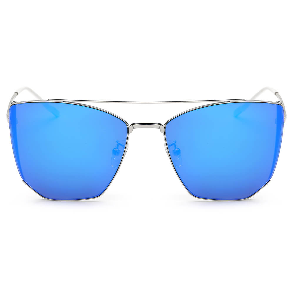 DORSET - Oversize Polygon Mirrored Lens Cat Eye Sunglasses