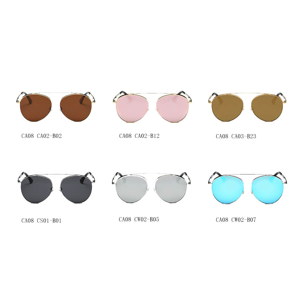 BETHEL | Retro Mirrored Lens Teardrop Aviator Sunglasses