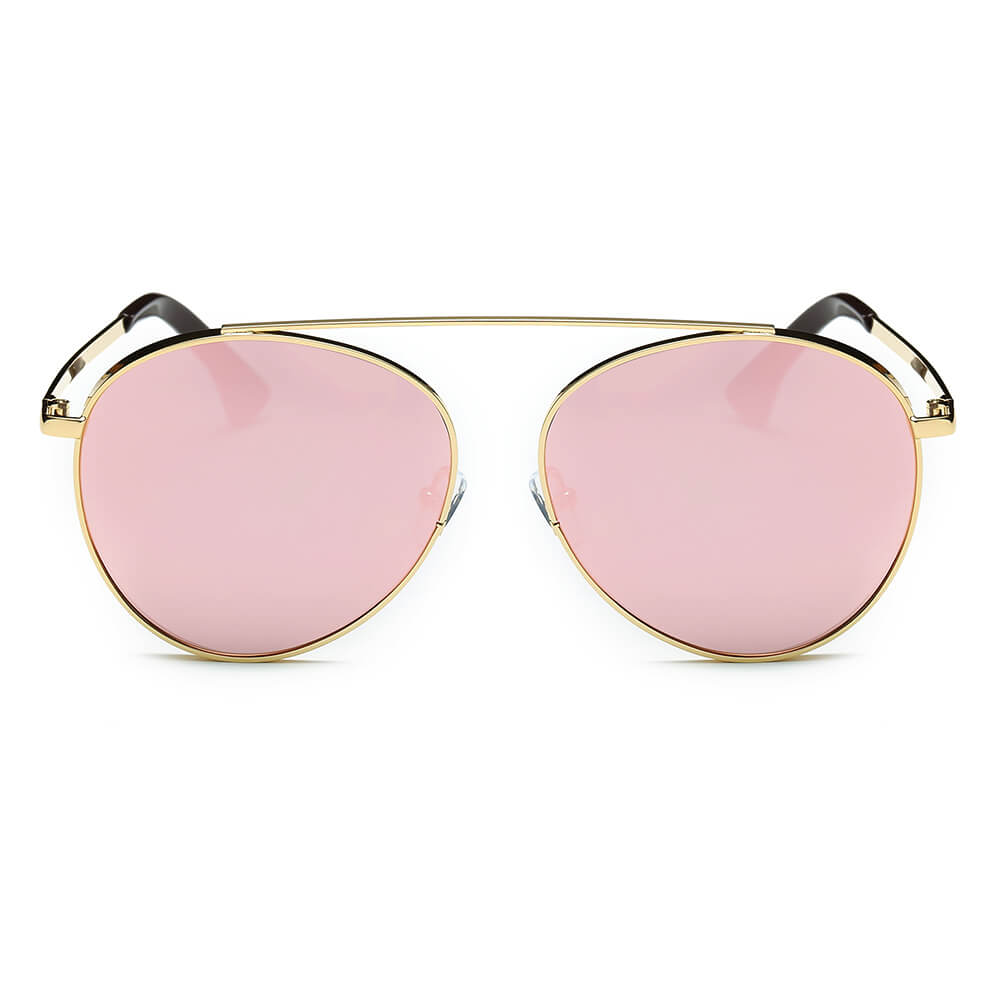 BETHEL | Retro Mirrored Lens Teardrop Aviator Sunglasses