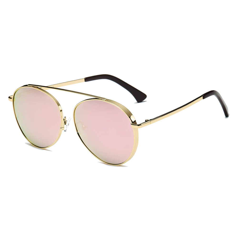 BETHEL | Retro Mirrored Lens Teardrop Aviator Sunglasses