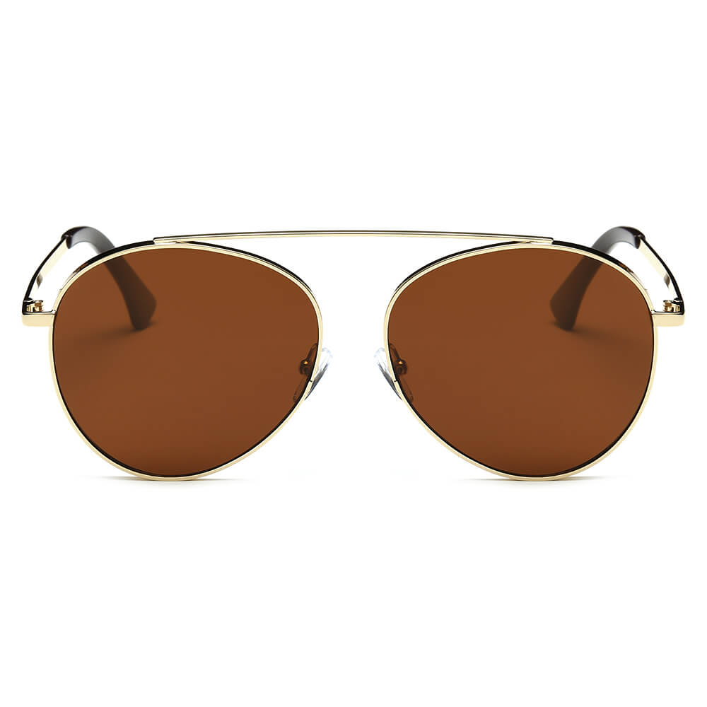 BETHEL | Retro Mirrored Lens Teardrop Aviator Sunglasses