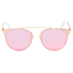 FRISCO | Modern Horn Rimmed Metal Frame Round Sunglasses