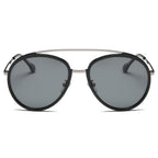 FARMINDALE | Polarized Circle Round Brow-Bar Fashion Sunglasses