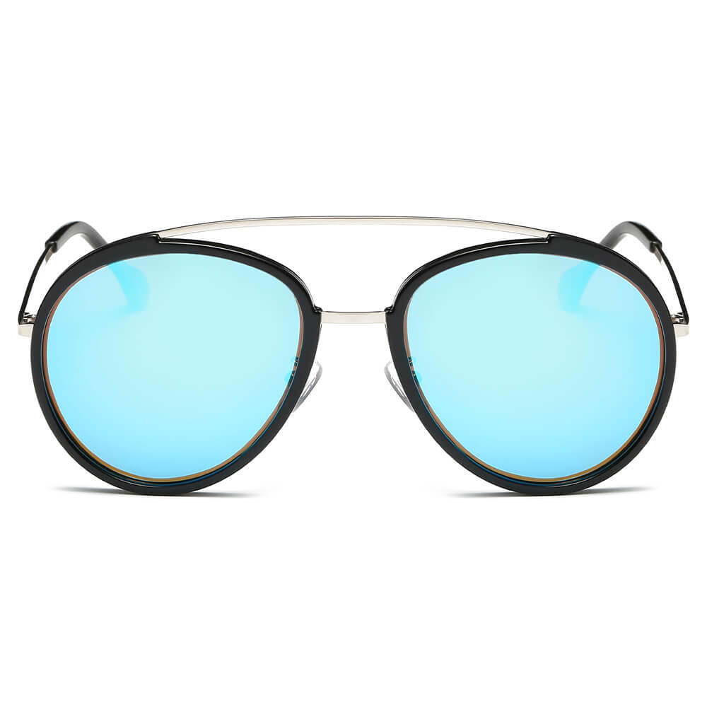 FARMINDALE | Polarized Circle Round Brow-Bar Fashion Sunglasses