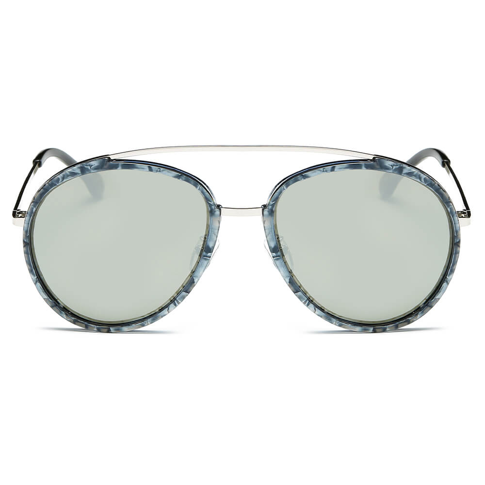FARMINDALE | Polarized Circle Round Brow-Bar Fashion Sunglasses