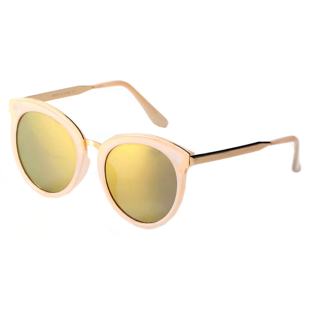 ELWOOD | Vintage Oversized Round Mirrored Lens Horned Rim Sunglasses