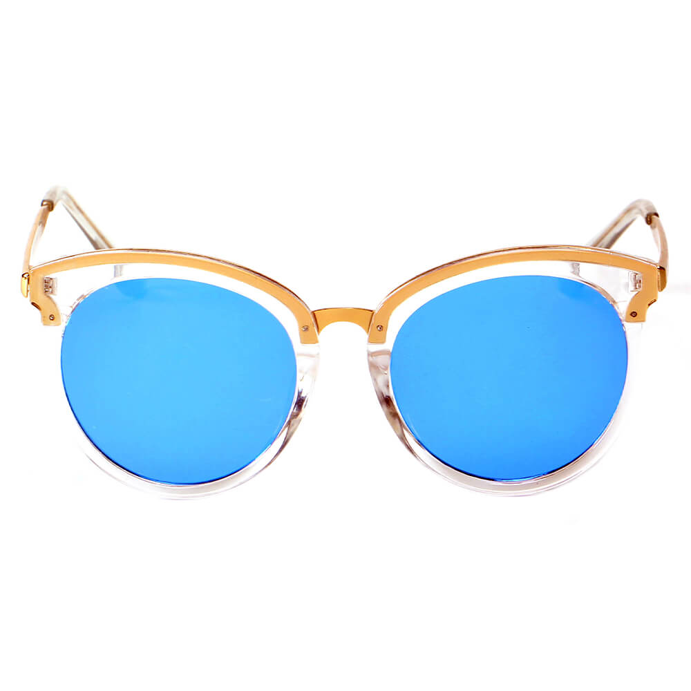 ELWOOD | Vintage Oversized Round Mirrored Lens Horned Rim Sunglasses