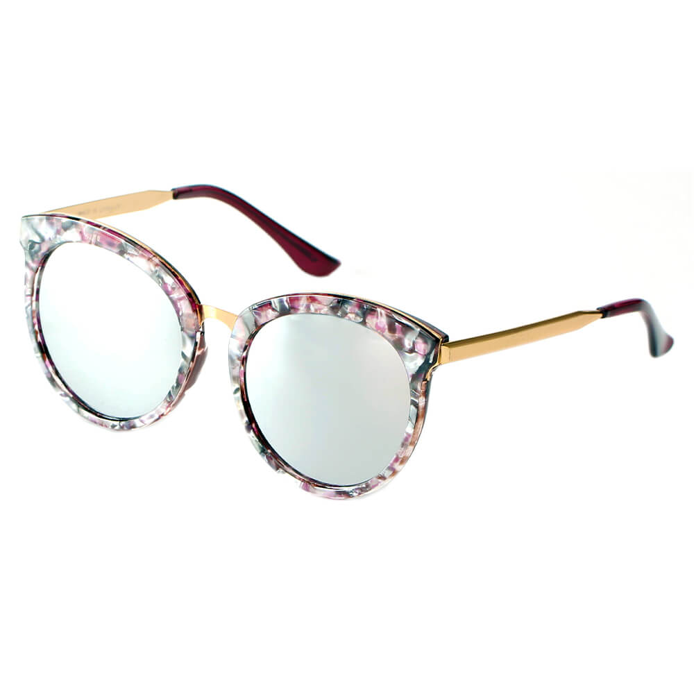 ELWOOD | Vintage Oversized Round Mirrored Lens Horned Rim Sunglasses