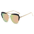 GALVESTON | Women's Brow Bar Mirrored Lens Cat Eye Sunglasses