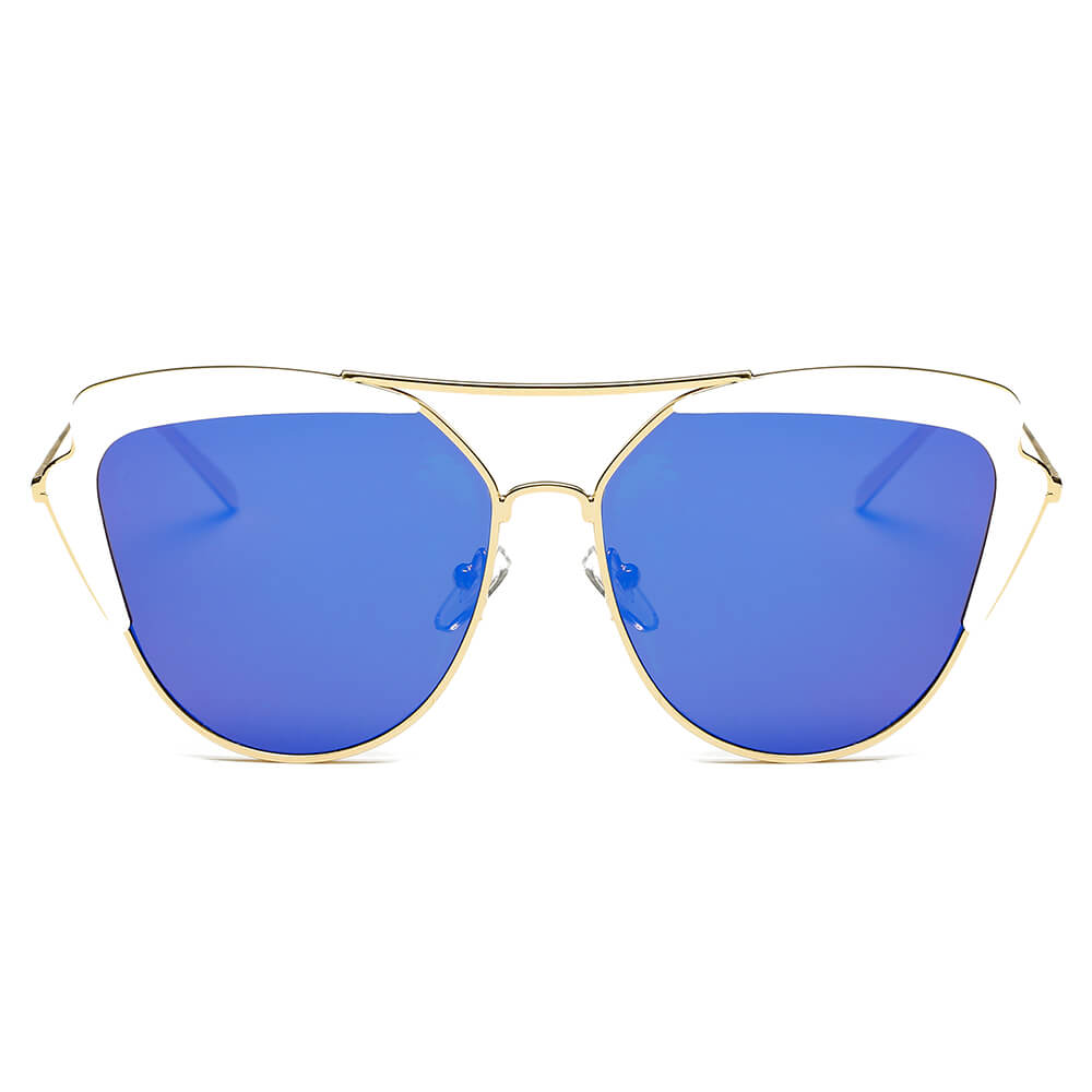 GALVESTON | Women's Brow Bar Mirrored Lens Cat Eye Sunglasses