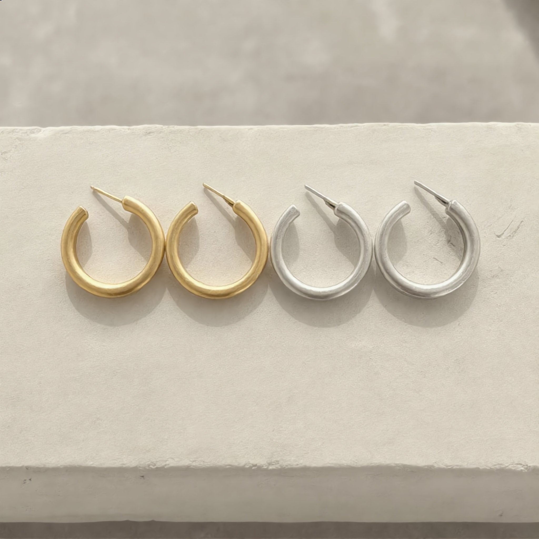 Classic Matte Gold & Silver Hoop Earrings