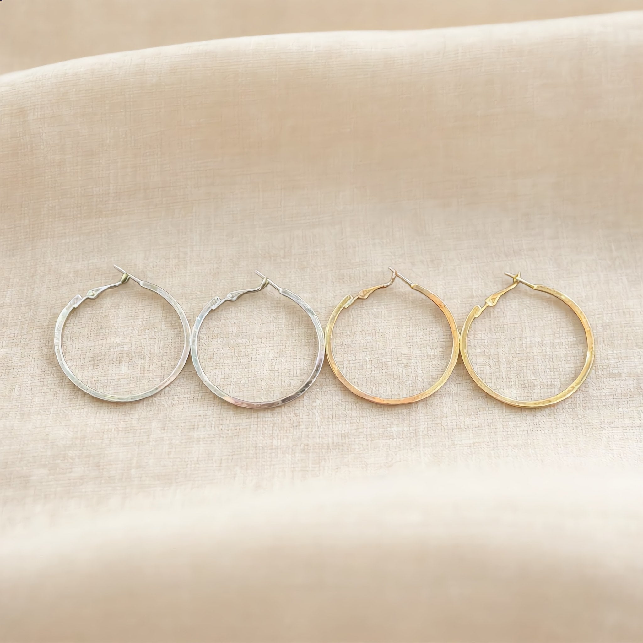 Silver and Gold Twisted Hoop Earrings