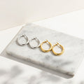 Silver and Gold Chunky Hollow Tube Hoop Earrings