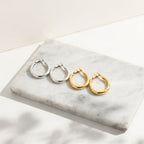 Silver and Gold Chunky Hollow Tube Hoop Earrings