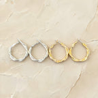 Textured Silver and Gold Twisted Hoop Earrings